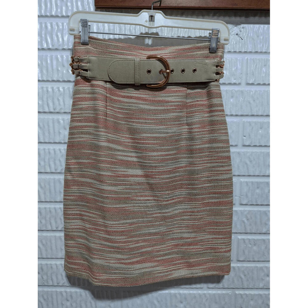 Antonio Melani Women's Orange & Pink Variegated Belted Pencil Skirt Size 0